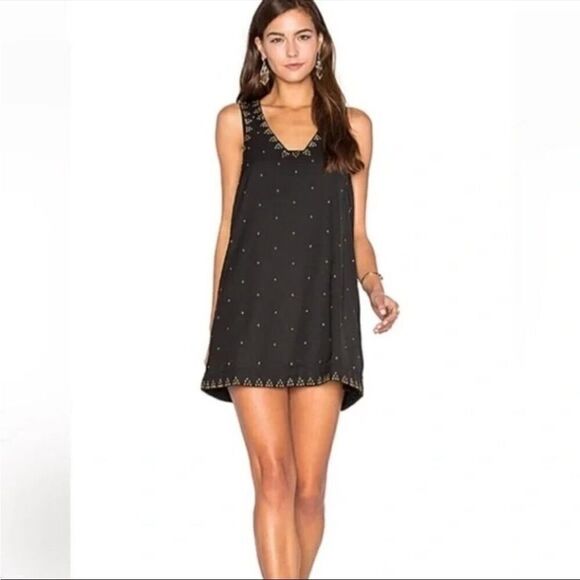 Free People black mini gold beaded dress - 0 - Picture 3 of 11